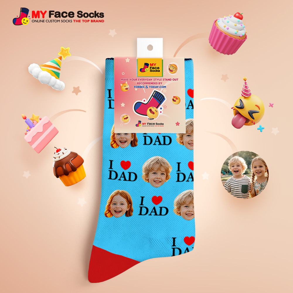 Custom Full Face Photo Print Socks Colorful Socks High Heels Personalized Custom Design Best Gift For Father'S Day - MyFaceSocksAU