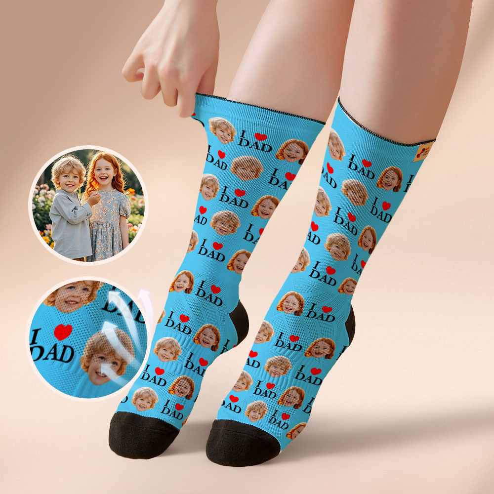 Custom Full Face Photo Print Socks Colorful Socks High Heels Personalized Custom Design Best Gift For Father'S Day