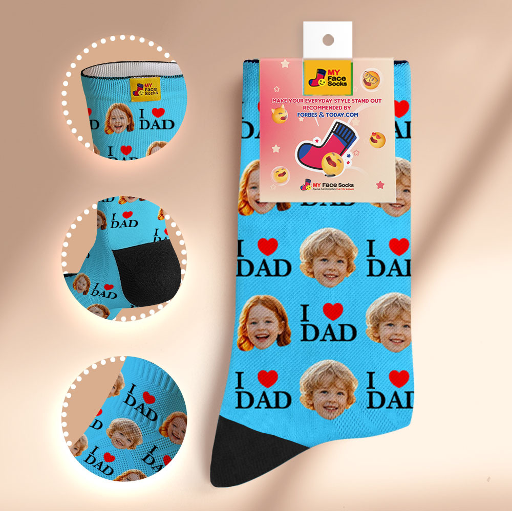 Custom Full Face Photo Print Socks Colorful Socks High Heels Personalized Custom Design Best Gift For Father'S Day