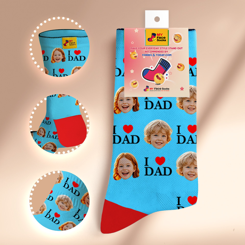 Custom Full Face Photo Print Socks Colorful Socks High Heels Personalized Custom Design Best Gift For Father'S Day - MyFaceSocksAU
