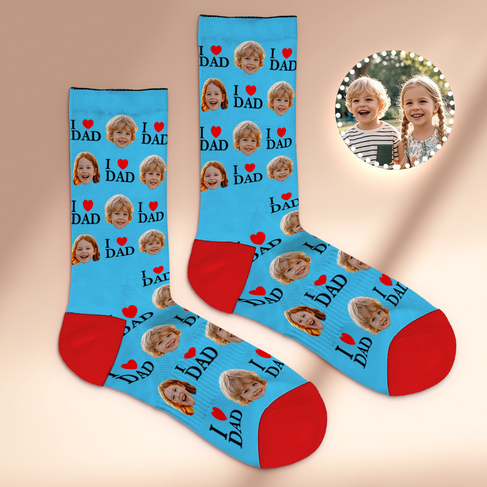 Custom Full Face Photo Print Socks Colorful Socks High Heels Personalized Custom Design Best Gift For Father'S Day - MyFaceSocksAU