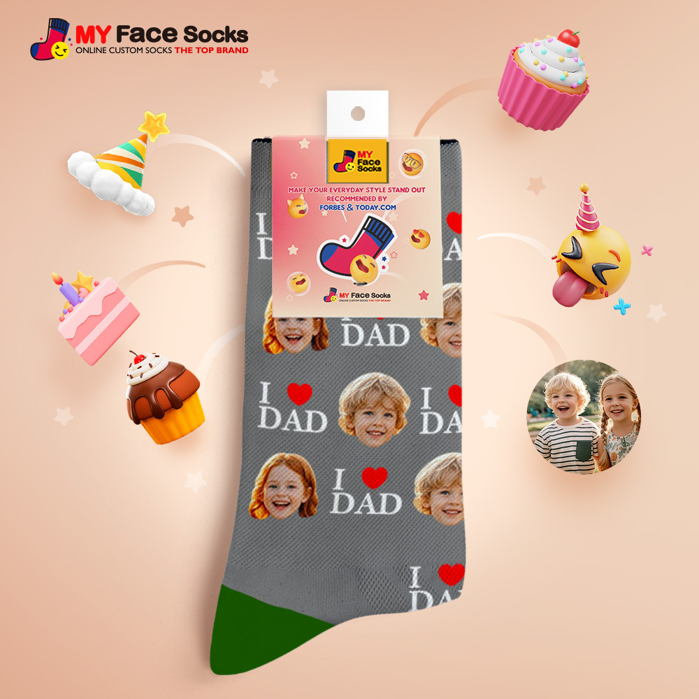 Custom Full Face Photo Print Socks Colorful Socks High Heels Personalized Custom Design Best Gift For Father'S Day - MyFaceSocksAU