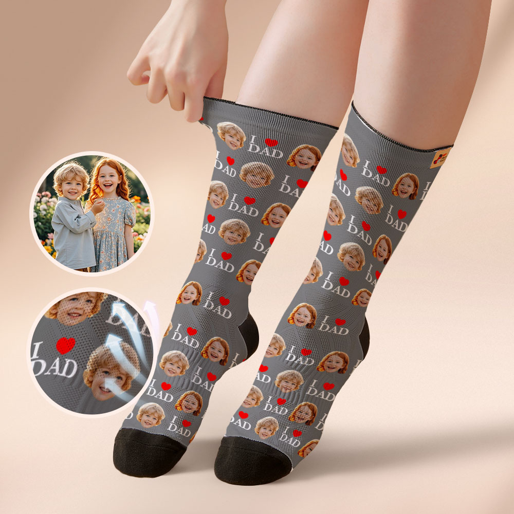Custom Full Face Photo Print Socks Colorful Socks High Heels Personalized Custom Design Best Gift For Father'S Day