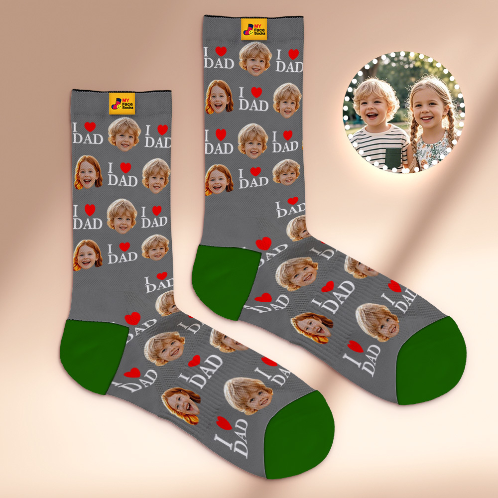 Custom Full Face Photo Print Socks Colorful Socks High Heels Personalized Custom Design Best Gift For Father'S Day - MyFaceSocksAU