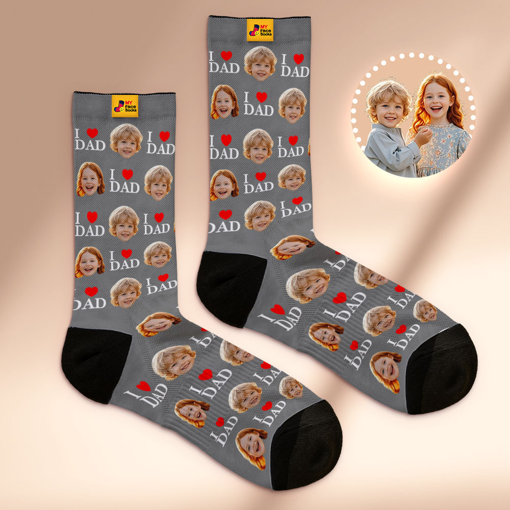 Custom Full Face Photo Print Socks Colorful Socks High Heels Personalized Custom Design Best Gift For Father'S Day