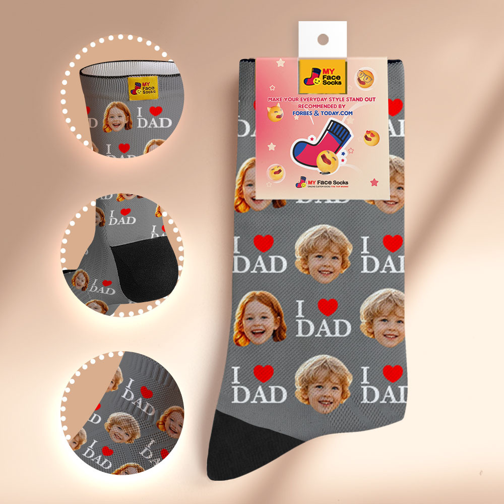 Custom Full Face Photo Print Socks Colorful Socks High Heels Personalized Custom Design Best Gift For Father'S Day