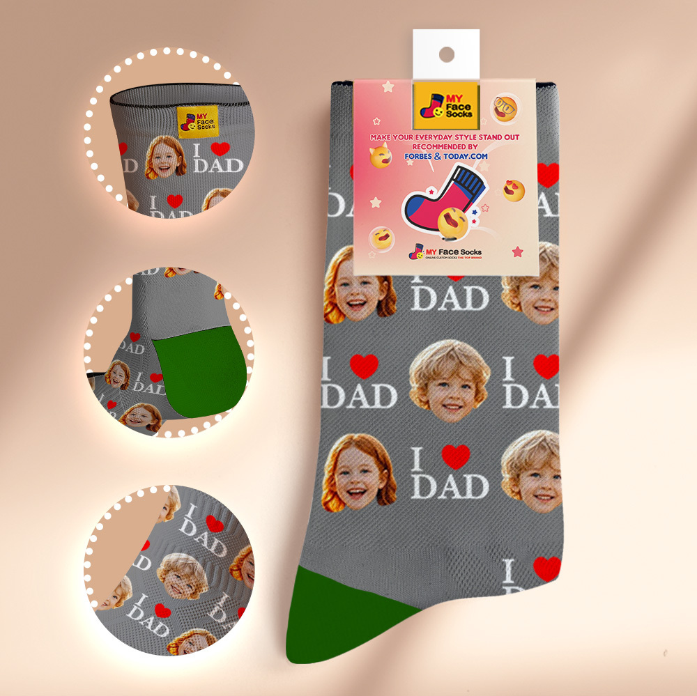 Custom Full Face Photo Print Socks Colorful Socks High Heels Personalized Custom Design Best Gift For Father'S Day - MyFaceSocksAU