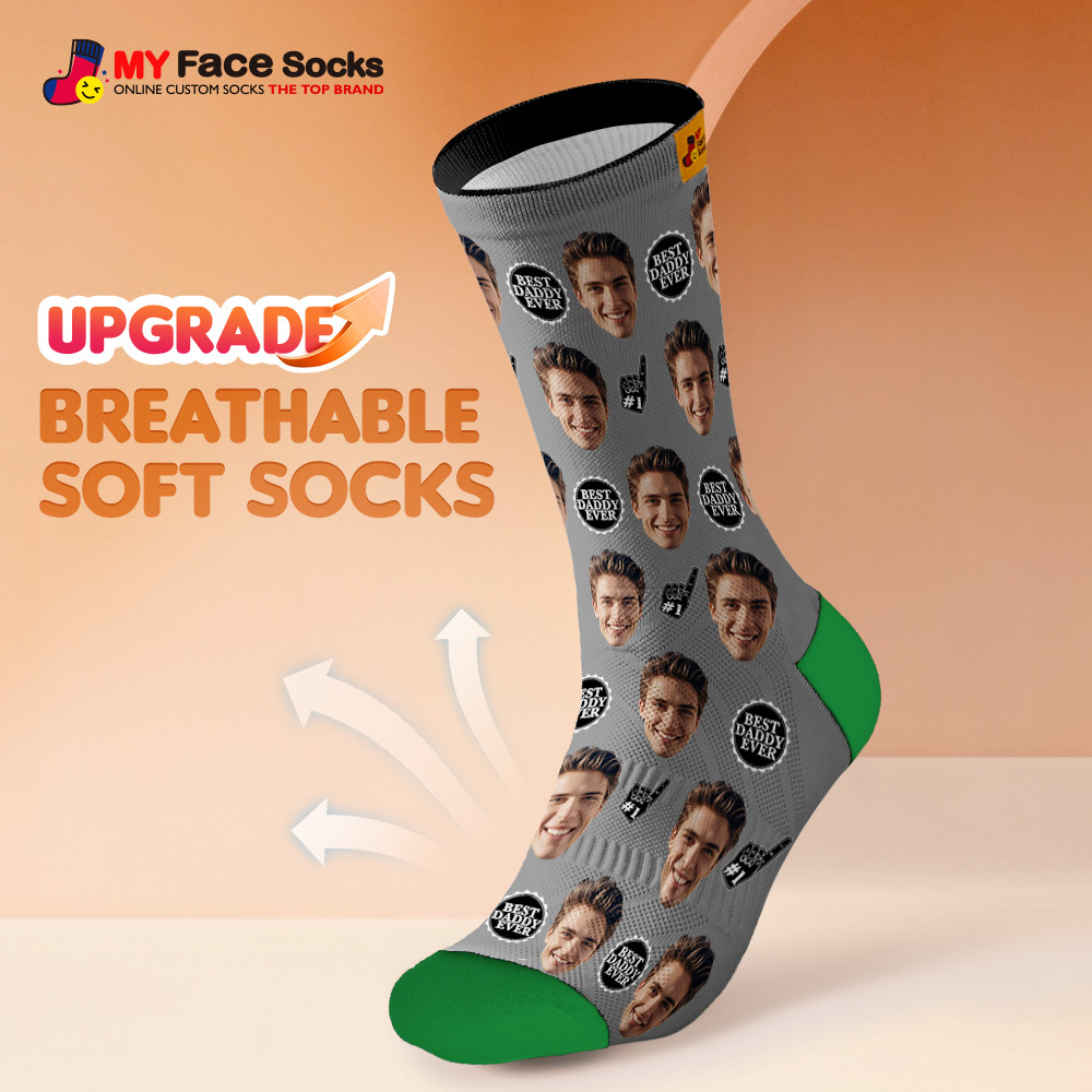 Custom Full Face Photo Print Socks Colorful Best Dad Ever Socks Personalized Custom Design Best Gift Idea For Father - MyFaceSocksAU