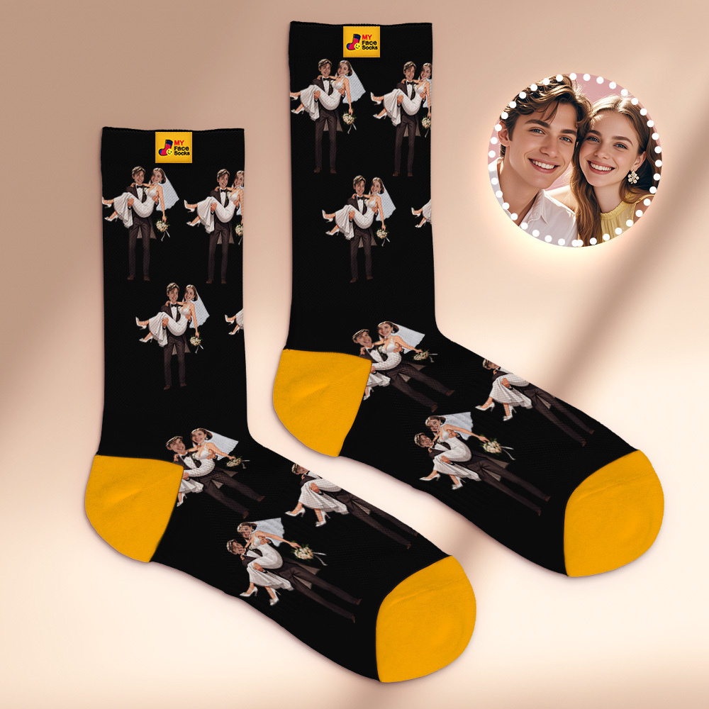 Custom Face Socks #BFF Add Multiple Photos Gift for Besties Personalized Face Socks - MyFaceSocksAU