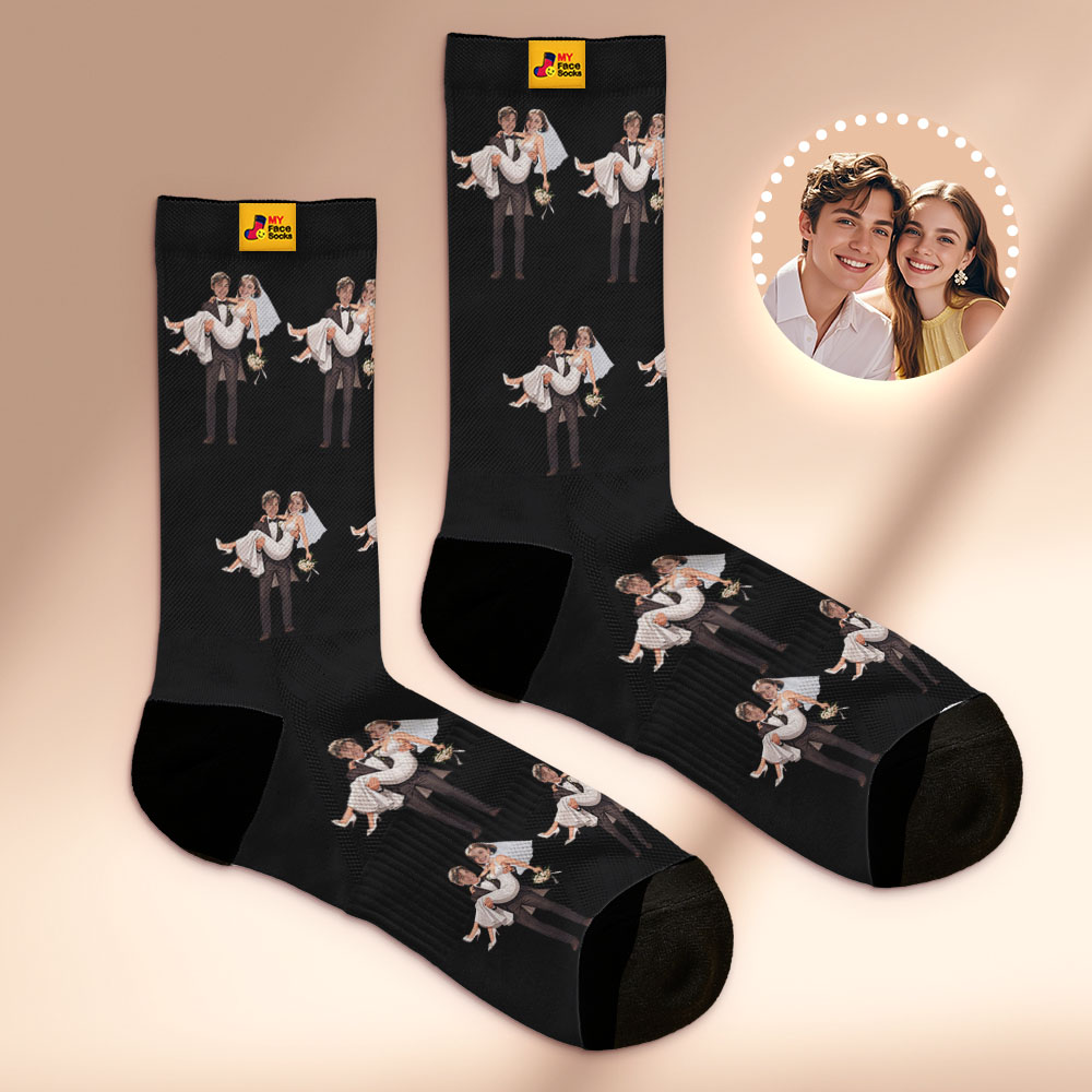 Personalized Couple Gift with Your Photo Custom Photo Socks for Wedding Anniversary or Engagement Gift