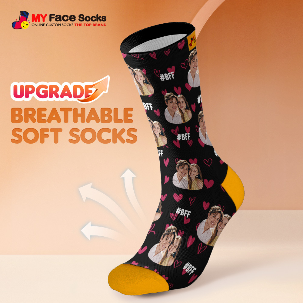 Custom Face Socks #BFF Add Multiple Photos Gift for Besties Personalized Face Socks - MyFaceSocksAU
