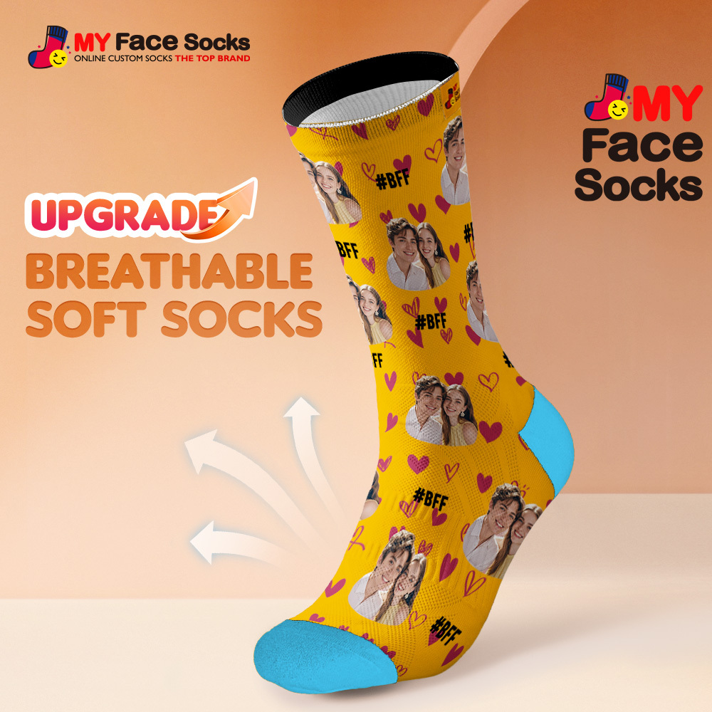 Custom Face Socks #BFF Add Multiple Photos Gift for Besties Personalized Face Socks - MyFaceSocksAU
