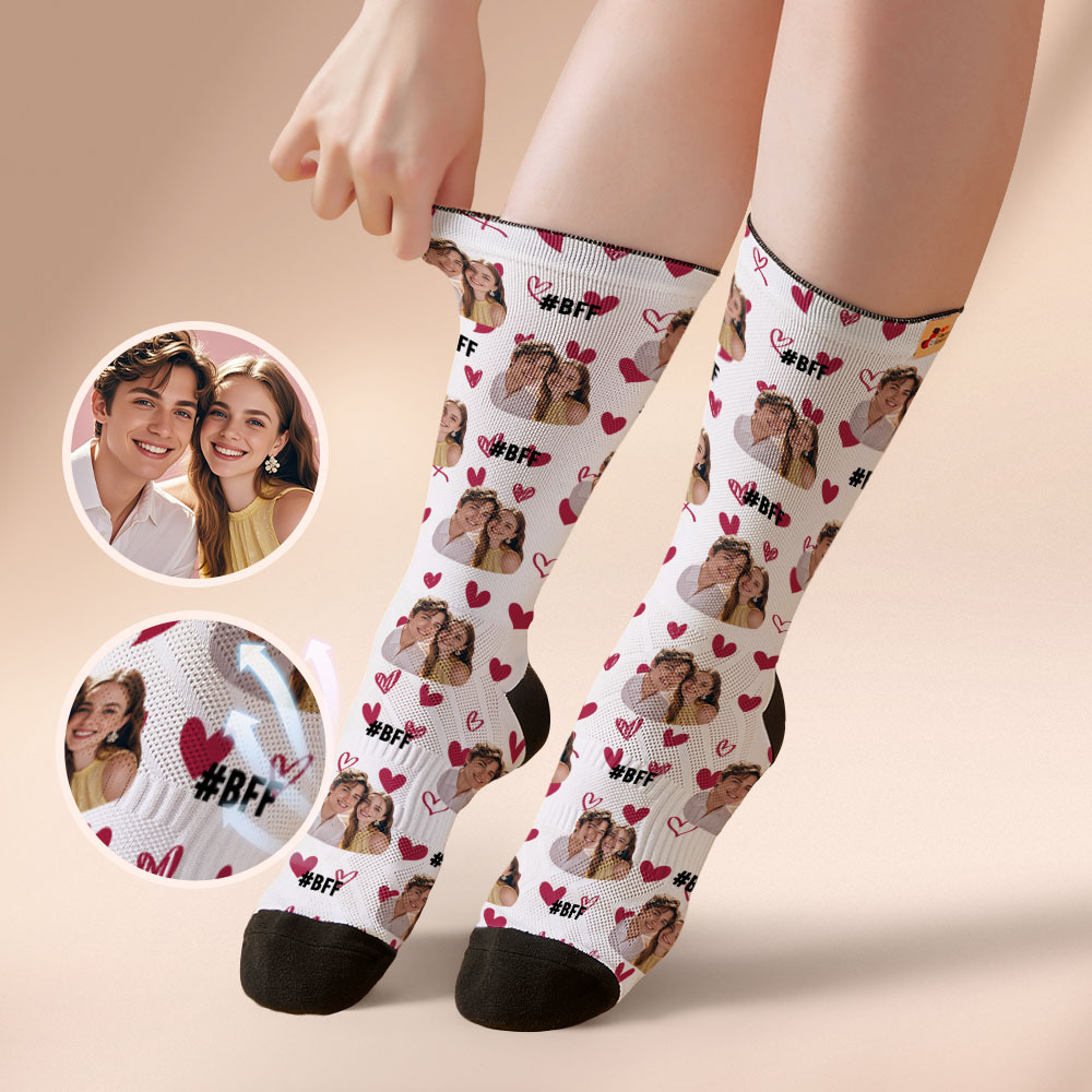 Custom Face Socks #BFF Add Multiple Photos Gift for Besties Personalized Face Socks - MyFaceSocksAU