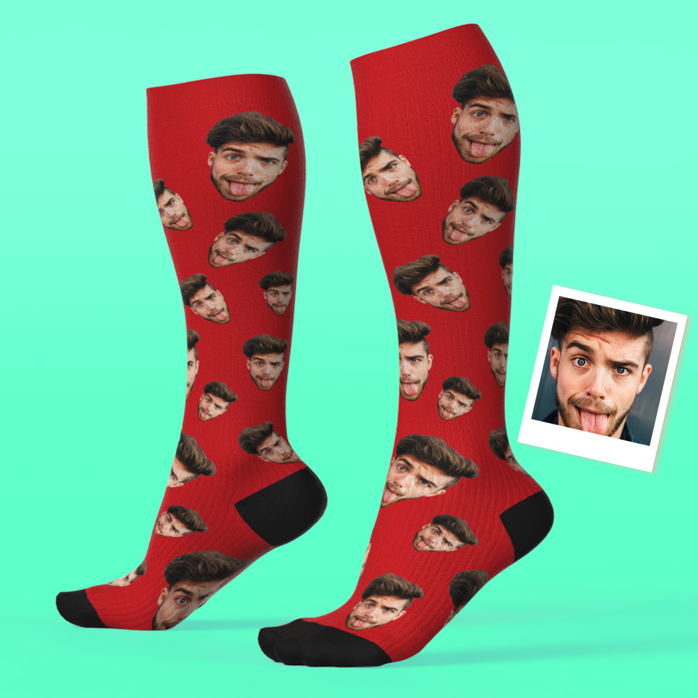 Custom Face Compression Socks Personalized Knee-High Socks with Photo Gift for Him Her - MyFaceSocksAU