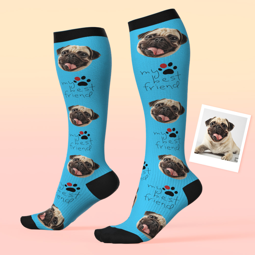 Custom Face Compression Socks Personalized Knee-High Socks with Photo Gift for Him Her - MyFaceSocksAU