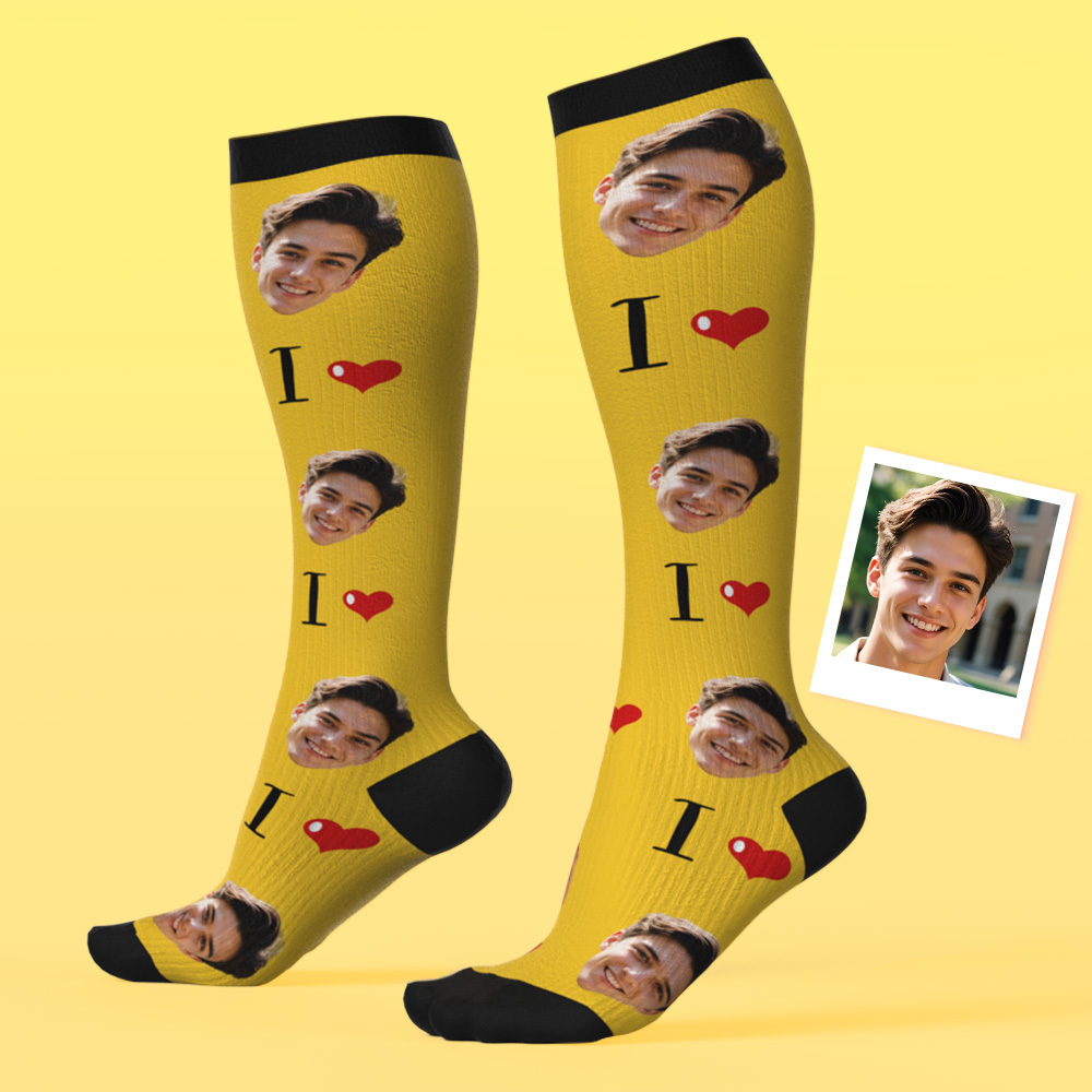 Custom Face Compression Socks Personalized Knee-High Socks with Photo Gift for Him Her - MyFaceSocksAU