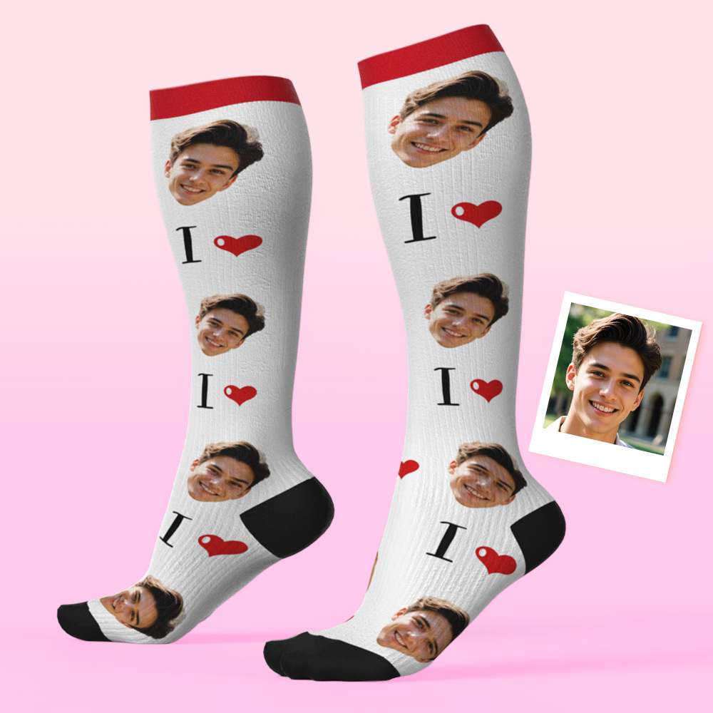 Custom Face Compression Socks Personalized Knee-High Socks with Photo Gift for Him Her - MyFaceSocksAU