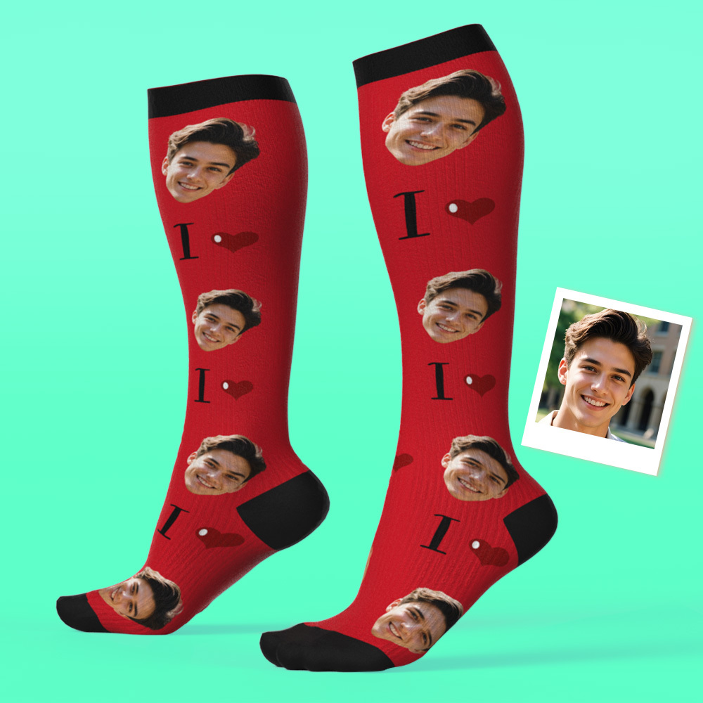 Custom Face Compression Socks Personalized Knee-High Socks with Photo Gift for Him Her - MyFaceSocksAU