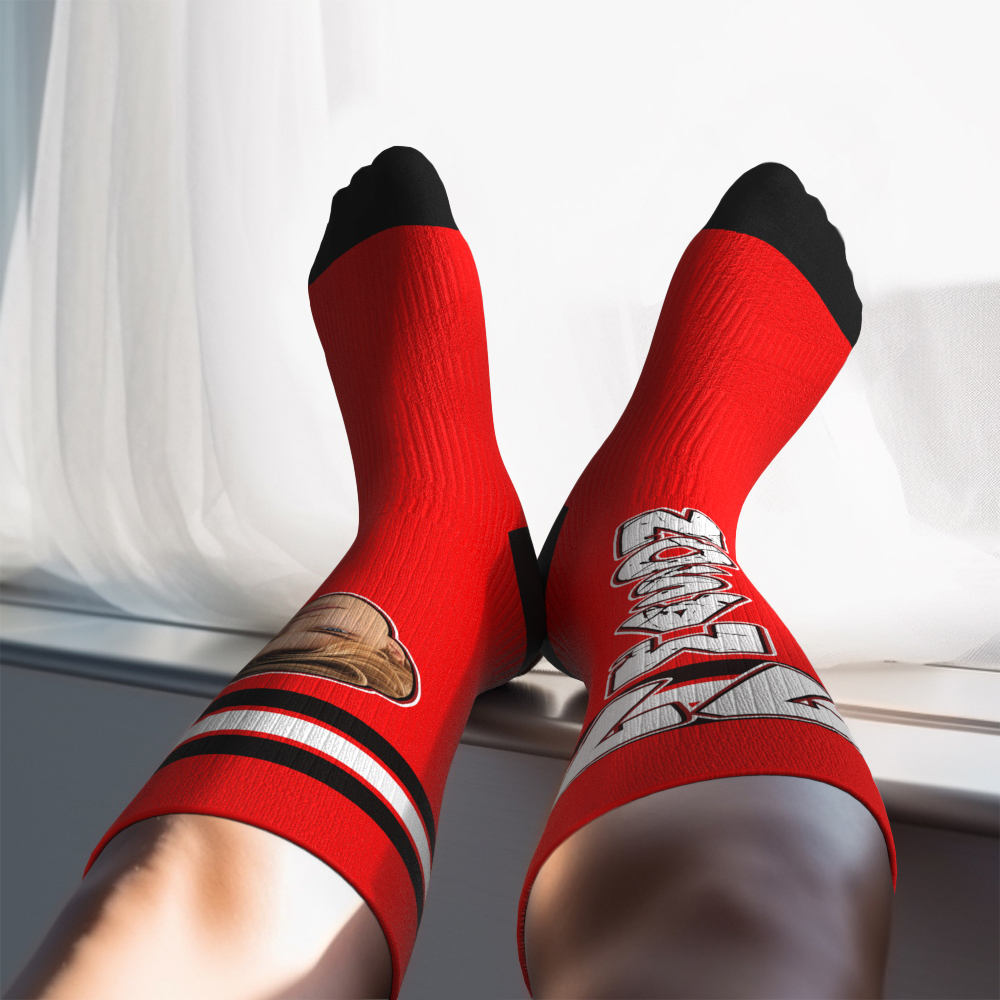 Custom Athletic Blue Knee High Socks Personalized Compression Socks Face and Text Knee High Socks - MyFaceSocksAU