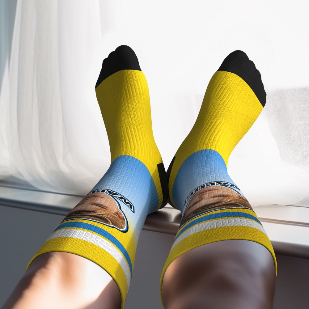 Personalized Athletic Knee High Socks Gradient Color High Socks Personalized Compression Socks Face and Text Knee High Socks - MyFaceSocksAU