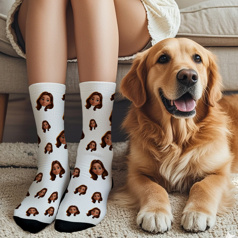 Custom Cartoon Face Socks Photos Gift for Couple Personalized Face Socks Cute Cartoon Gift - MyFaceSocksAU