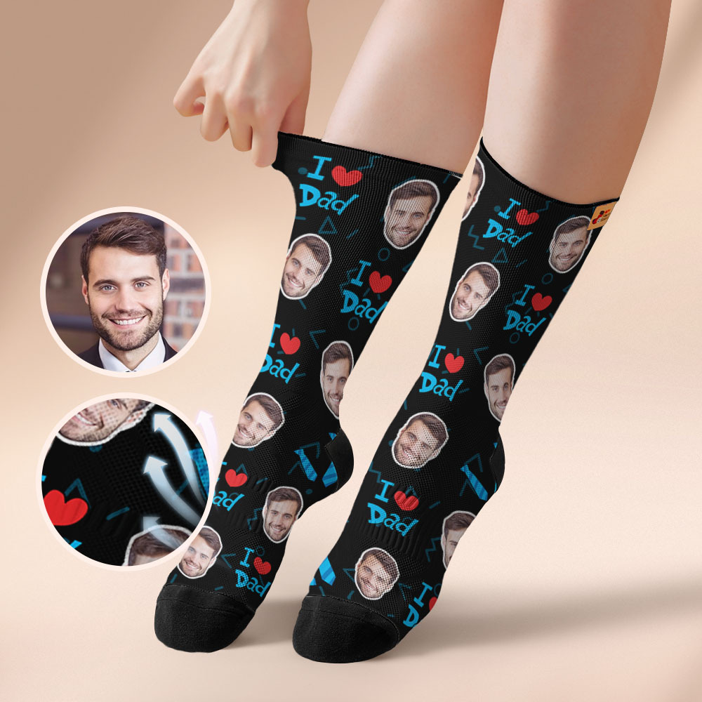Custom Best Dad Ever Blue Photo Print Socks Colorful  Dad Socks Personalized Custom Design Best Fathers Day Gift - MyFaceSocksAU