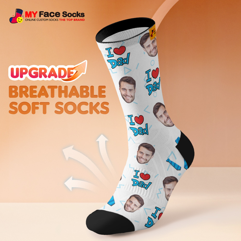 Custom Best Dad Ever Blue Photo Print Socks Colorful  Dad Socks Personalized Custom Design Best Fathers Day Gift - MyFaceSocksAU