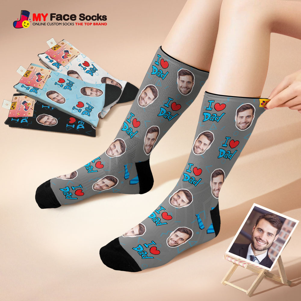 Custom Super Dad Photo Print Socks Colorful  Dad Socks Personalized Custom Design Best Fathers Day Gift - MyFaceSocksAU