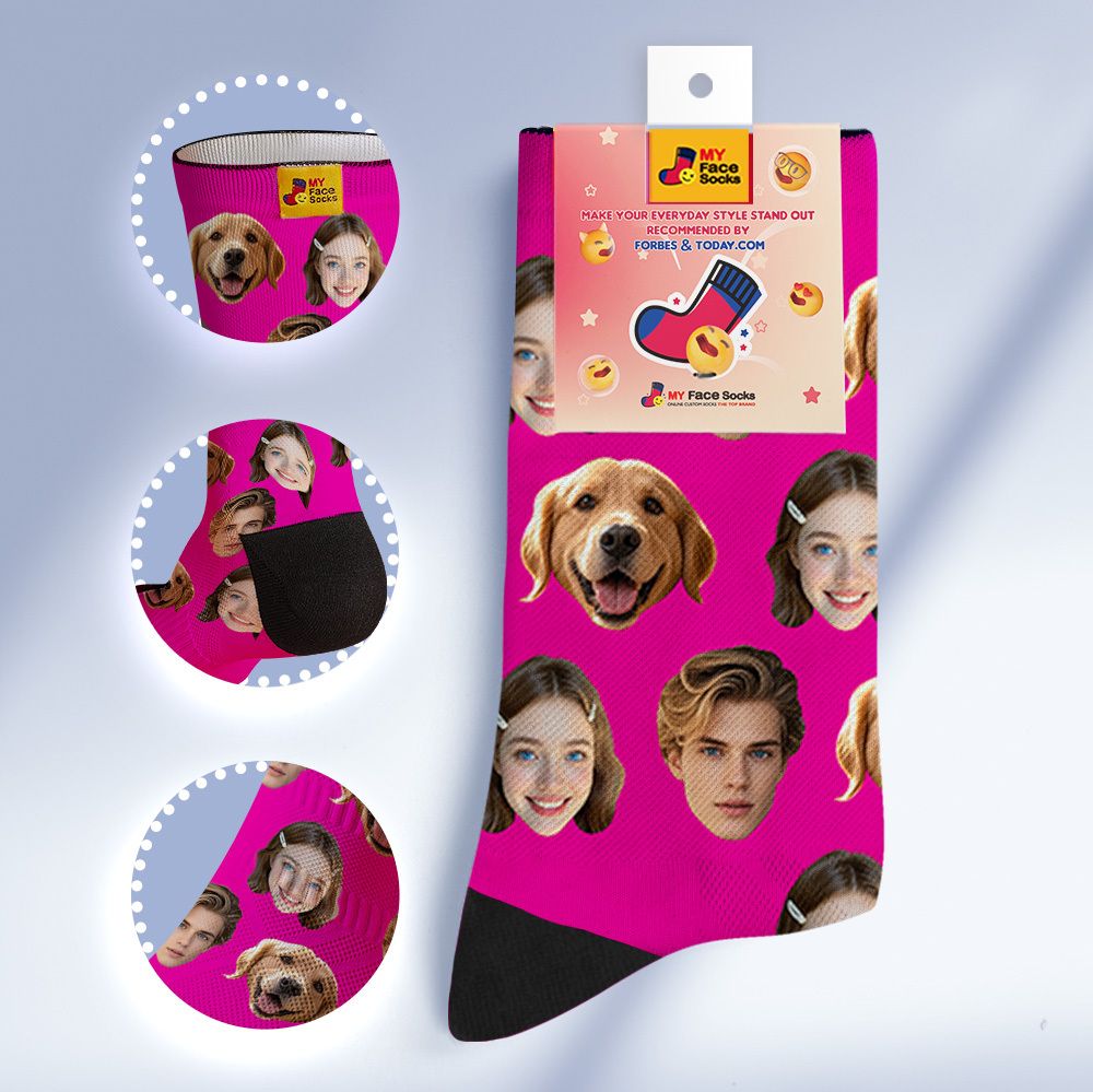 Custom Face Socks Personalized Socks with Faces Photo Blue Funny Gift Photo Family Socks - MyFaceSocksAU