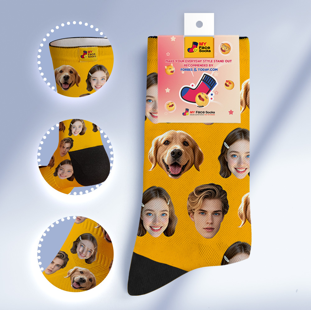 Custom Face Socks Personalized Socks with Faces Photo Purple Funny Gift Photo Family Socks - MyFaceSocksAU