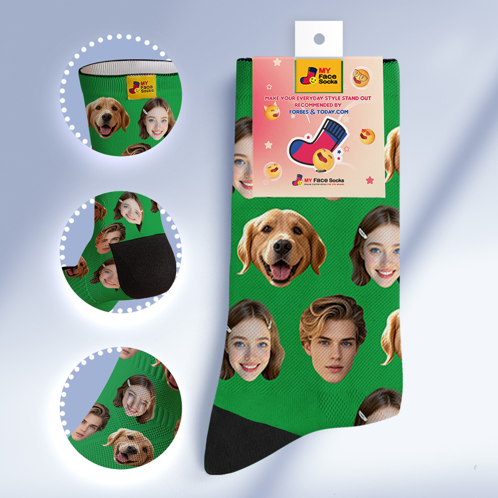 Custom Face Socks Personalized Socks with Faces Photo Red Funny Gift Photo Family Socks - MyFaceSocksAU