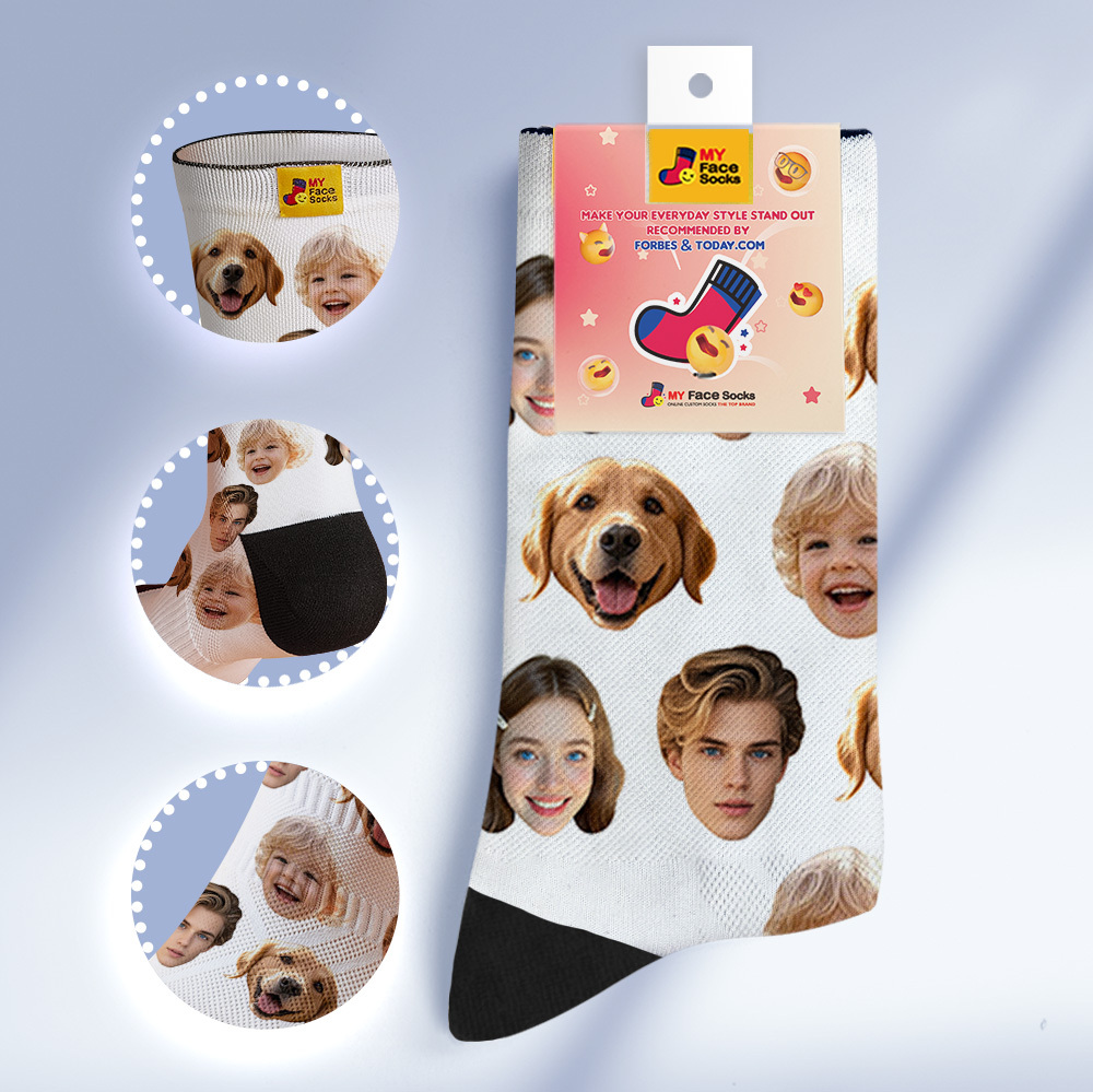 Custom Face Socks Personalized Socks with Faces Photo Red Funny Gift Photo Family Socks - MyFaceSocksAU