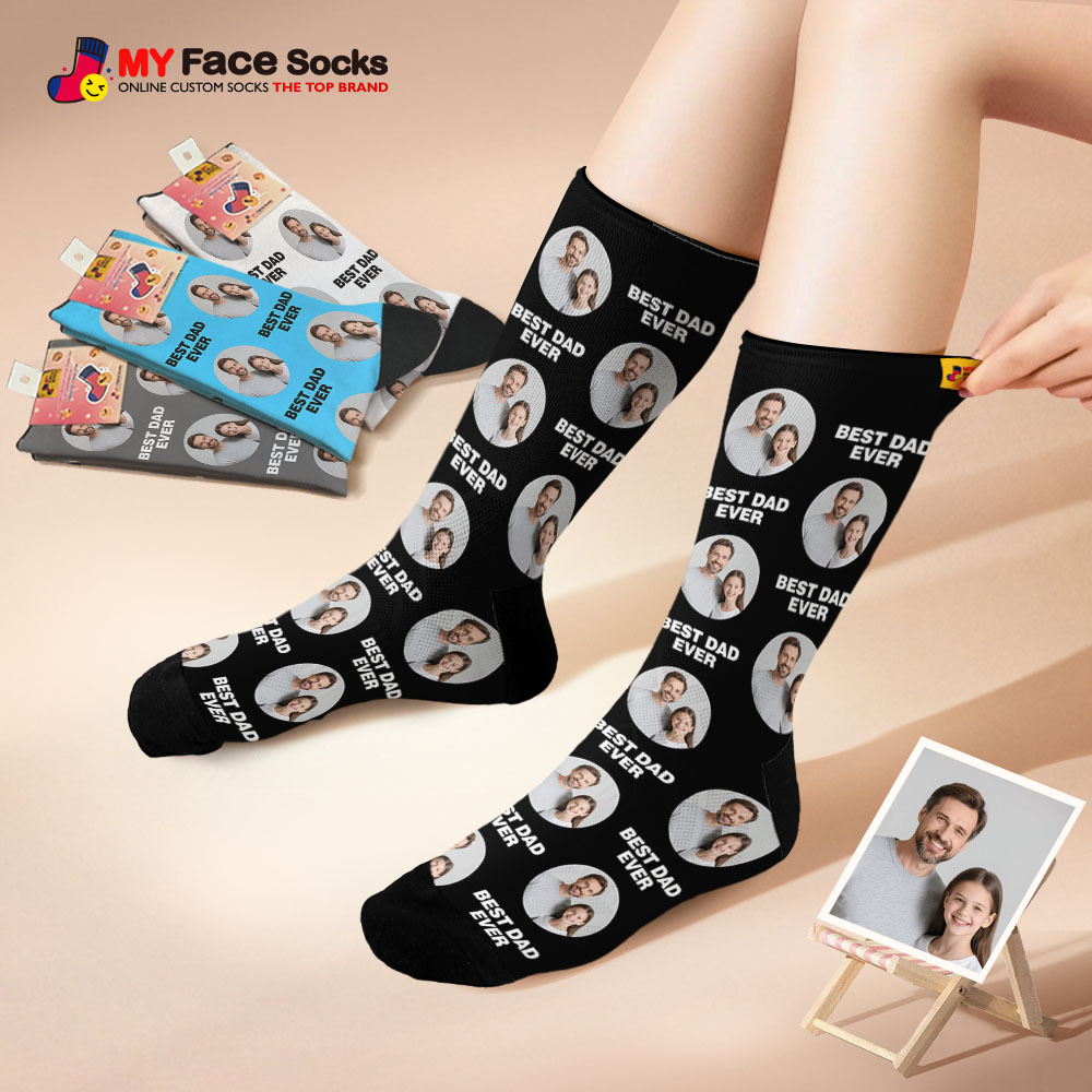 Custom Face Socks I Love Daddy Face Socks Photo Print Socks Colorful Dad Socks Personalized Fathers Day Gift - MyFaceSocksAU