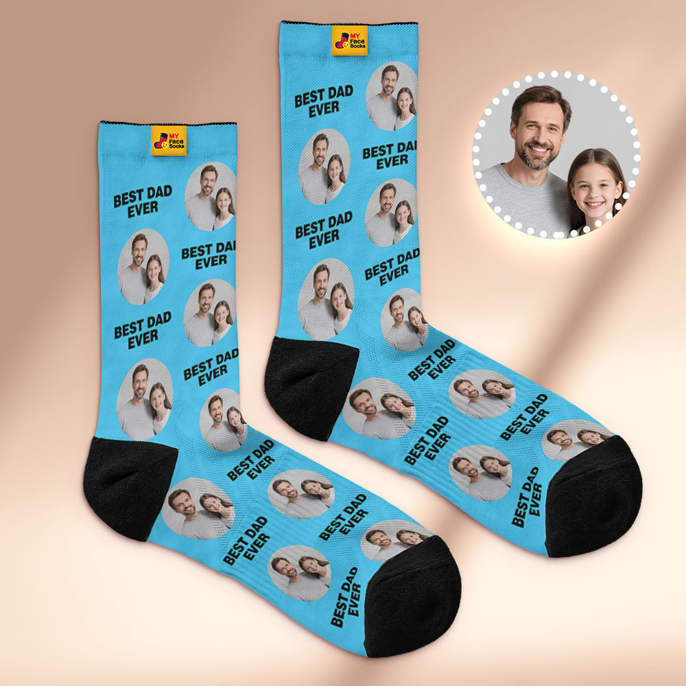 Custom Face Socks Best Ever Dad Photo Socks Photo Print Socks Colorful Dad Socks Personalized Fathers Day Gift - MyFaceSocksAU
