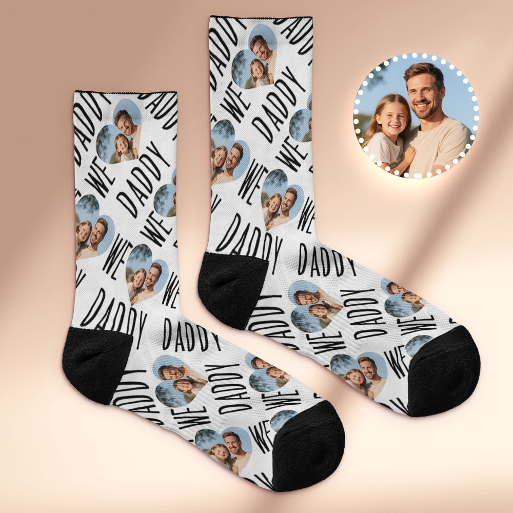 Custom Face Socks I Love Daddy Face Socks Photo Print Socks Colorful Dad Socks Personalized Fathers Day Gift - MyFaceSocksAU