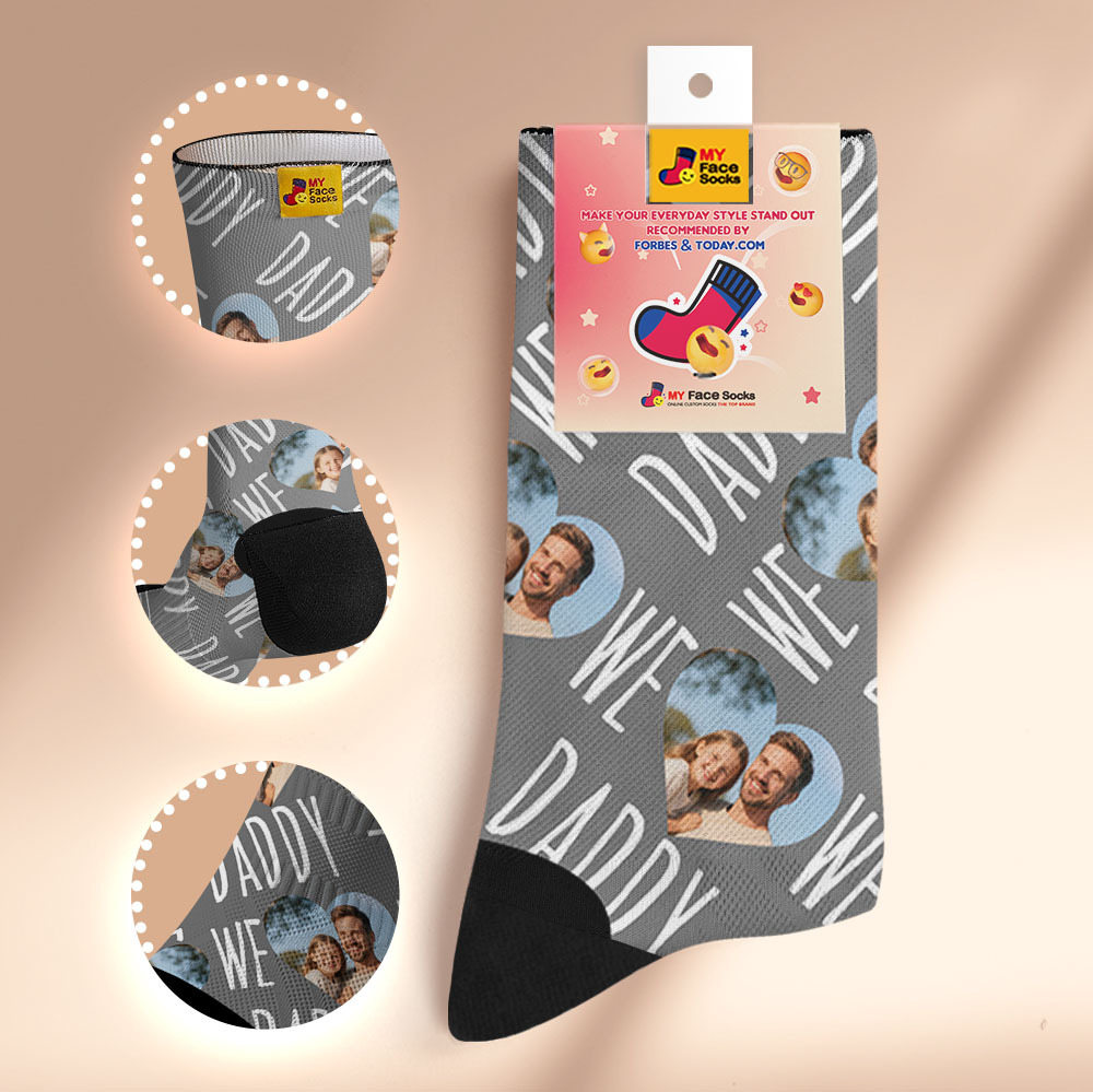 Custom Face Socks I Love Daddy Face Socks Photo Print Socks Colorful Dad Socks Personalized Fathers Day Gift - MyFaceSocksAU