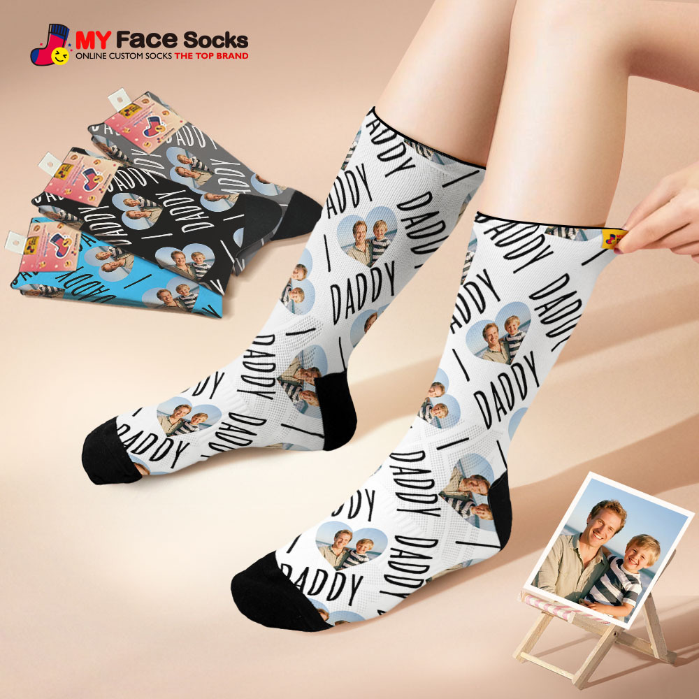 Custom Face Socks Hot Dog Face Socks Photo Print Socks Colorful Dad Socks Pet Lover Gift - MyFaceSocksAU