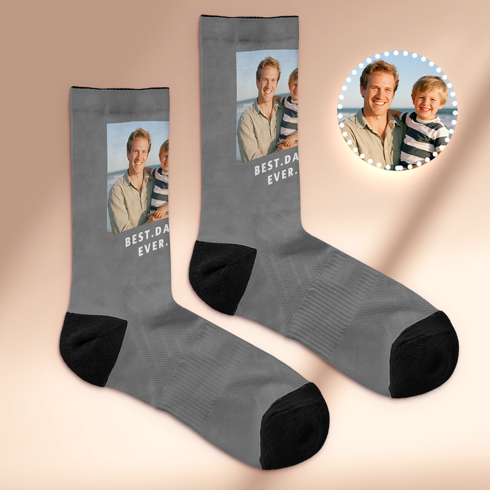 Custom Face Socks I Love Daddy Face Socks Photo Print Socks Colorful Dad Socks Personalized Fathers Day Gift - MyFaceSocksAU