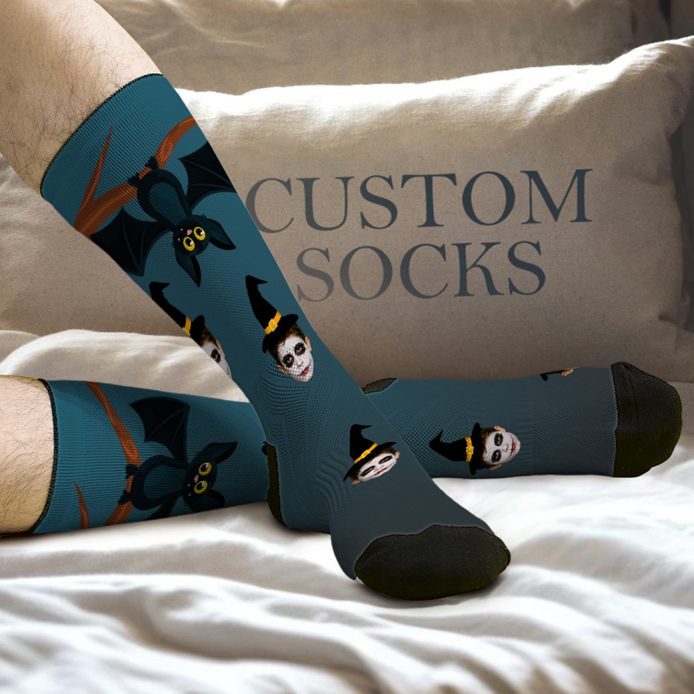 Custom Spooky Socks Personalized Halloween Face Socks for Friends & Family - MyFaceSocksAU