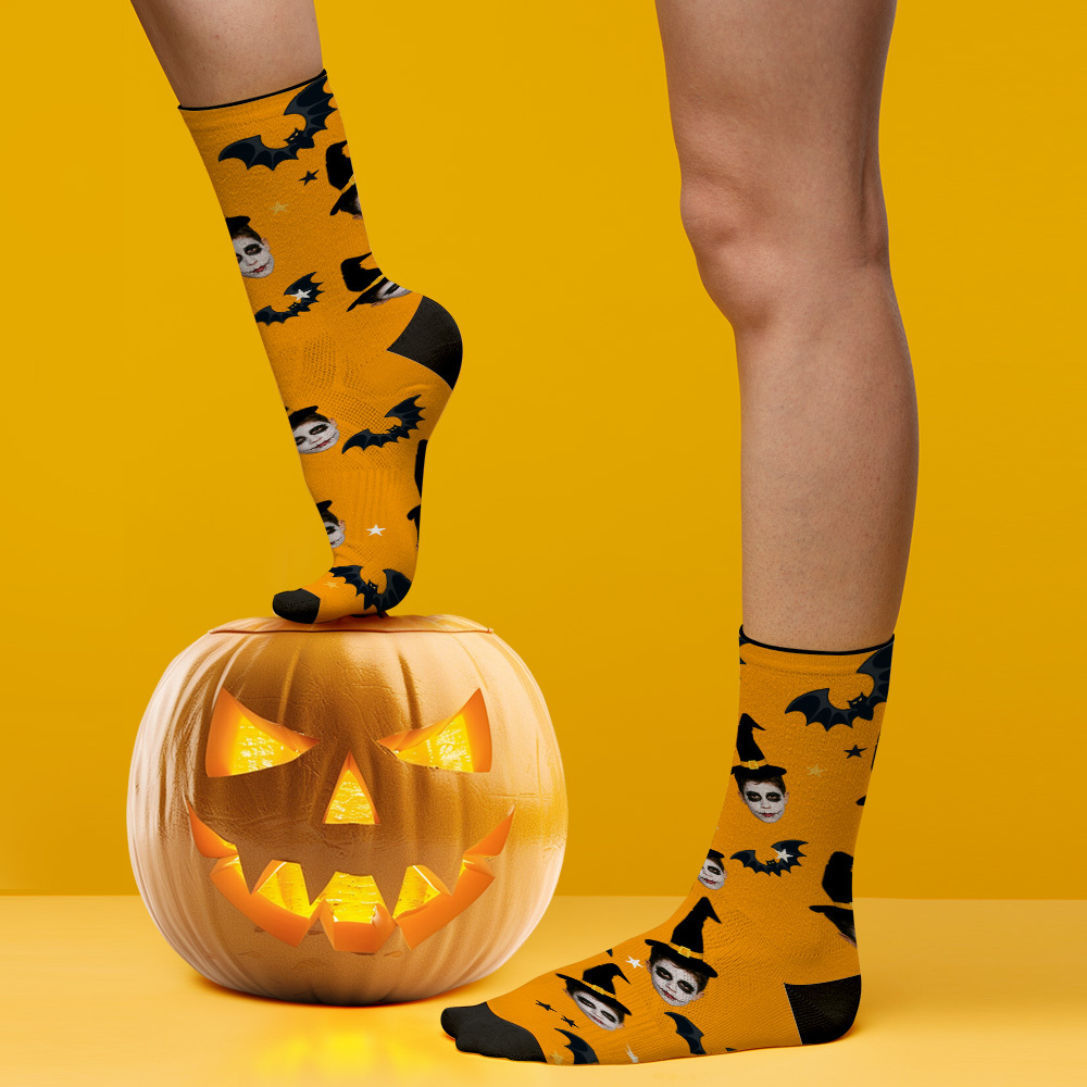 Custom Face Socks Personalized Halloween Photo Socks Happy Halloween - MyFaceSocksAU