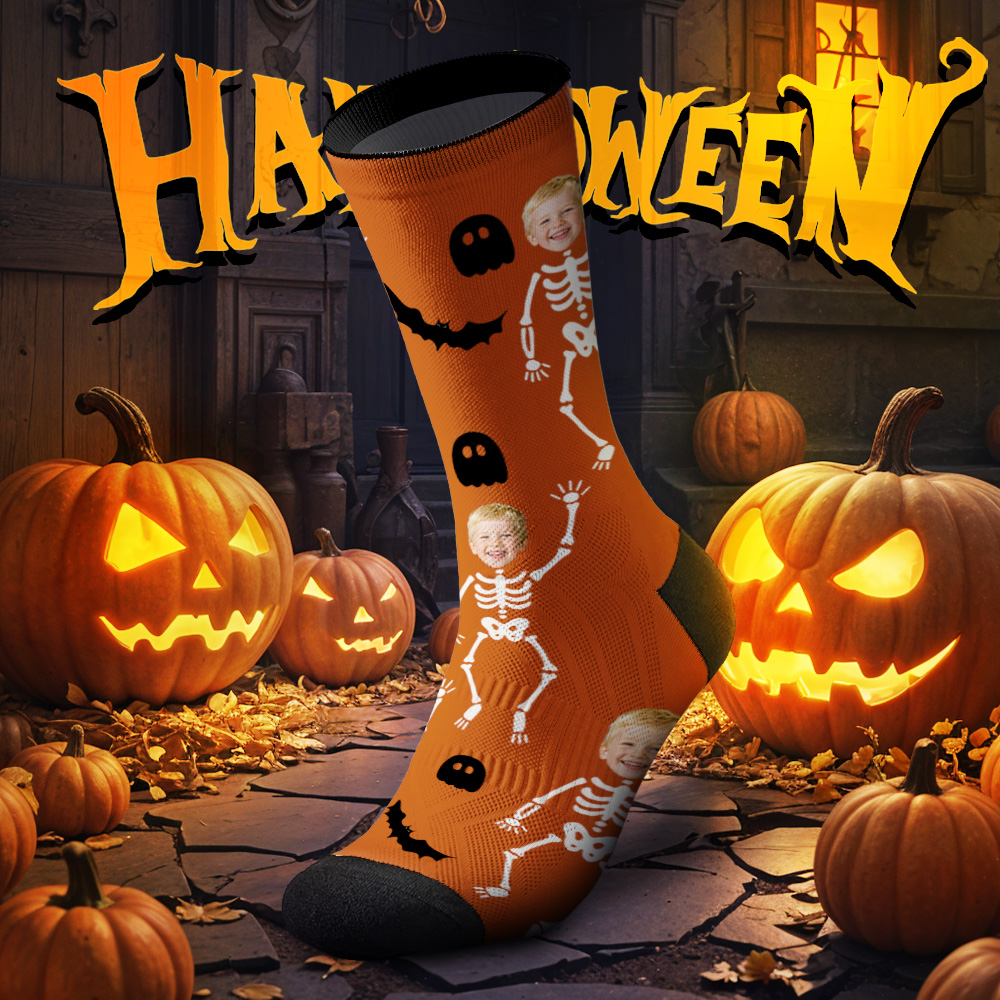 Funny Halloween Gift Personalized Photo Socks with Face Print