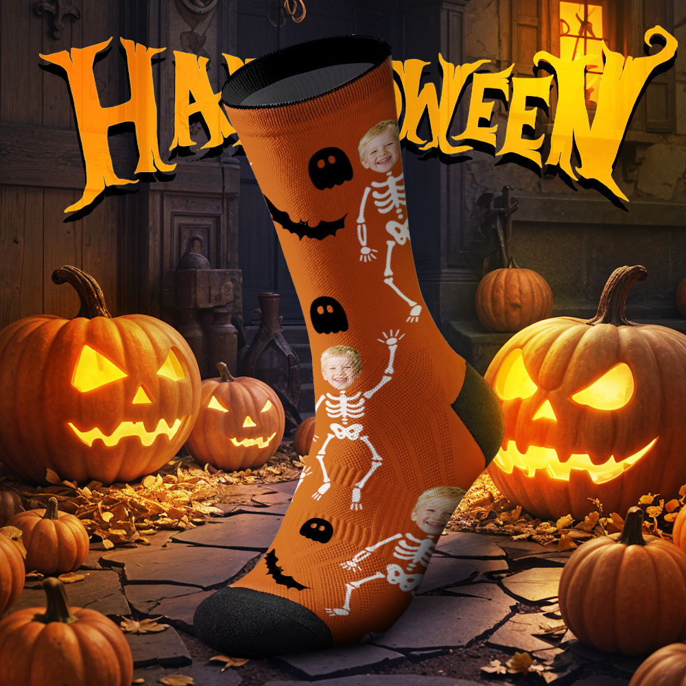 Custom Spooky Socks Personalized Halloween Face Socks for Friends & Family - MyFaceSocksAU