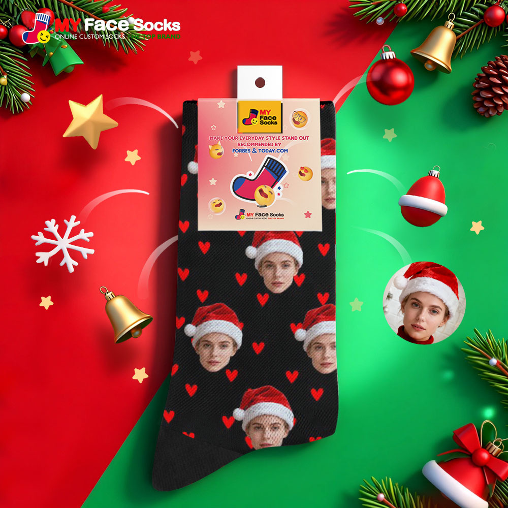 Christmas Gift Custom Heart Face Socks Personalized Socks with Faces Photo Funny Gift Photo Couple Family Socks