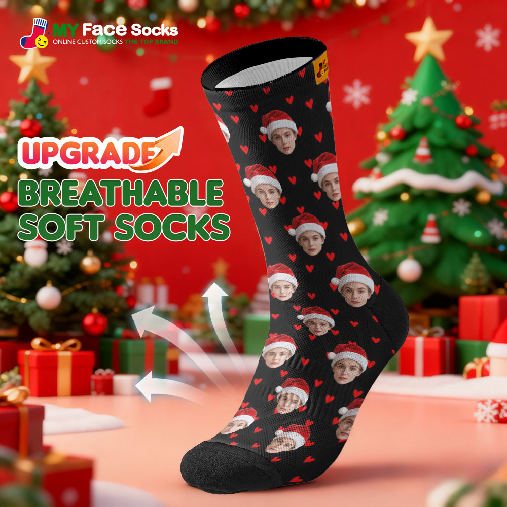 Christmas Gift Custom Heart Face Socks Personalized Socks with Faces Photo Funny Gift Photo Couple Family Socks