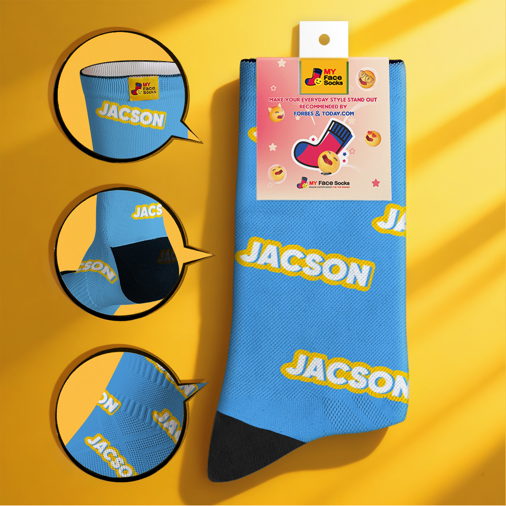 Personalized Lettering Socks Green Socks Custom Engraved Socks Dopamine Socks Bright Multi Color Style Gift - MyFaceSocksAU