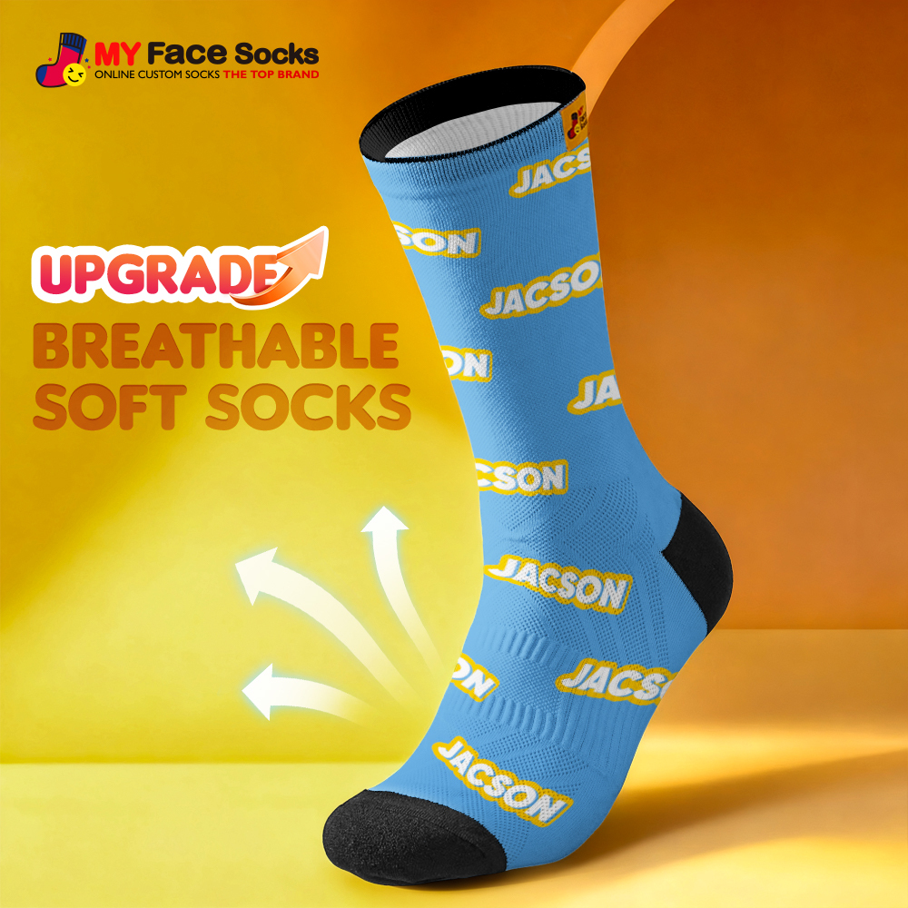 Personalized Lettering Socks Green Socks Custom Engraved Socks Dopamine Socks Bright Multi Color Style Gift - MyFaceSocksAU