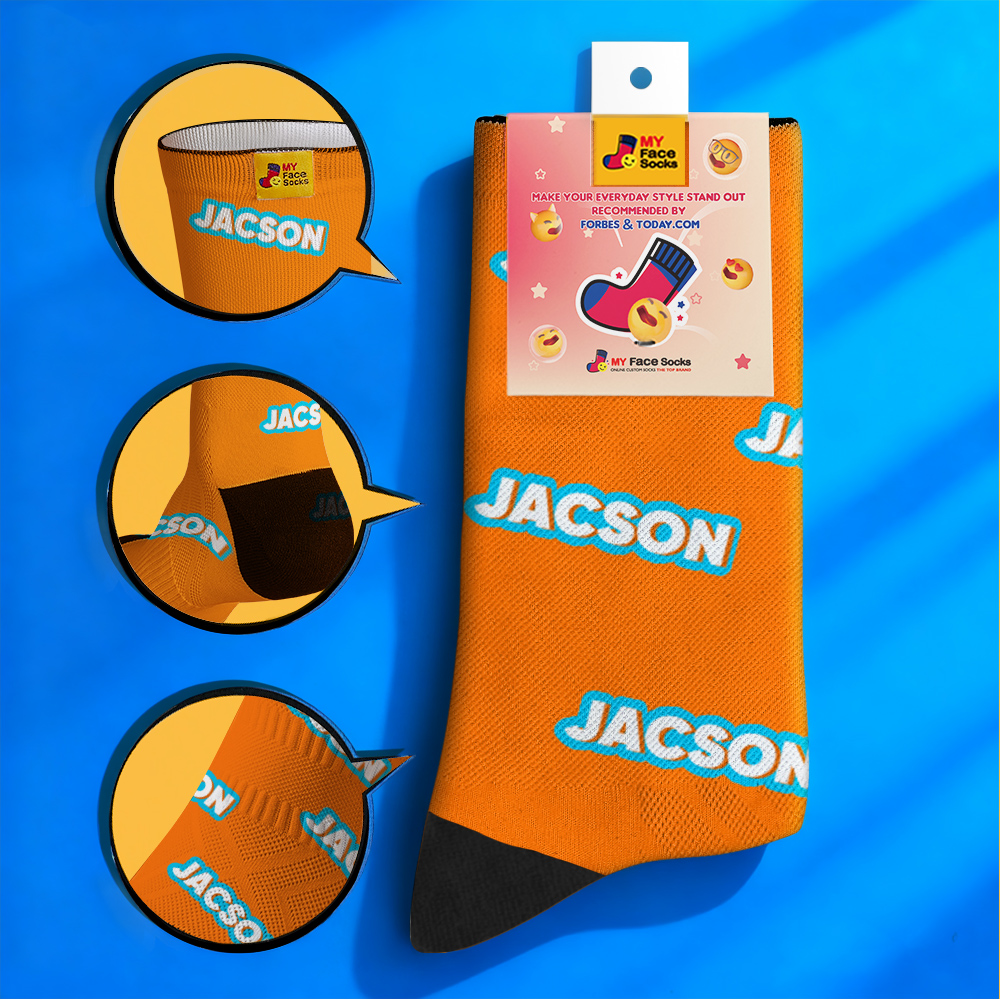 Personalized Lettering Socks Orange Socks Custom Engraved Socks Dopamine Socks Bright Multi Color Style Gift