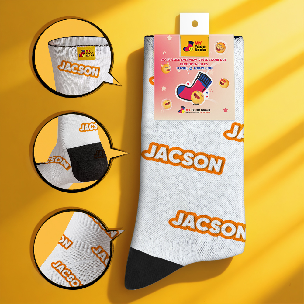 Personalized Lettering Socks Green Socks Custom Engraved Socks Dopamine Socks Bright Multi Color Style Gift - MyFaceSocksAU