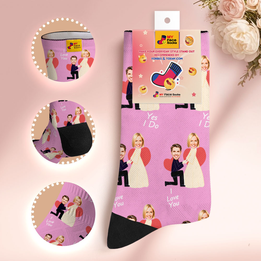Personalized Wedding Theme Socks Custom Couple Photo Socks, Funny Bride and Groom Gift, Personalized Anniversary or Engagement Present - MyFaceSocksAU
