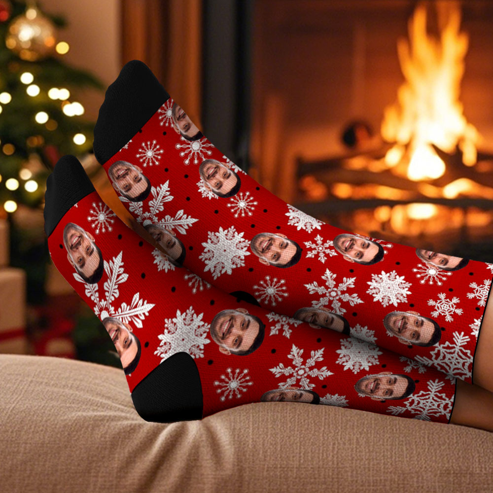 Custom Christmas Socks Personalized Face Socks DIY Socks Background Face Socks Gift For Family Couple - MyFaceSocksAU